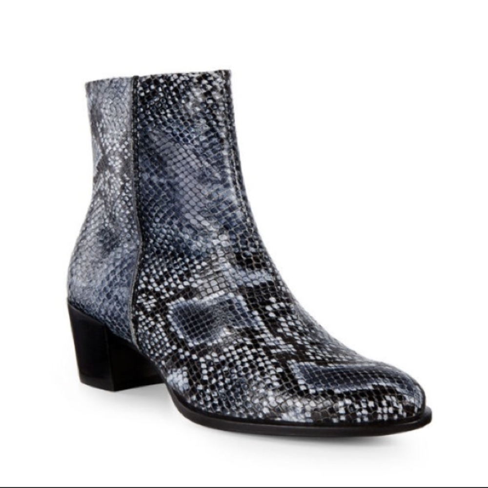 Ecco- Shape 35-Animal Print Bootie-Navy
