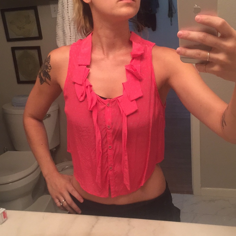 Free People Button Down Crop