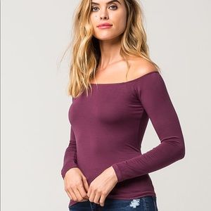 Full Tilt Marilyn Long Sleeve Off the Shoulder Top