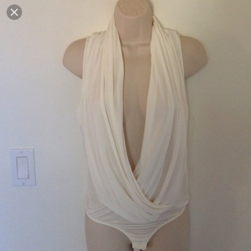 Marciano white cream plunging bodysuit