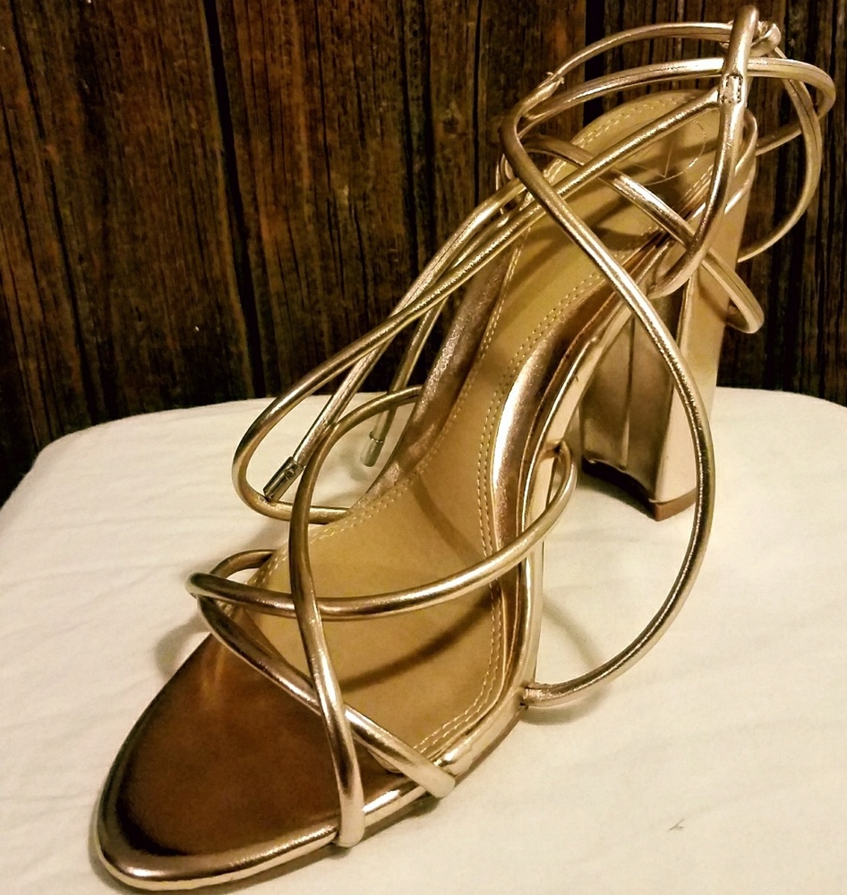 Rose Gold Multi-Strap Sandals