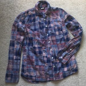 Madras plaid button down JCrew size 4