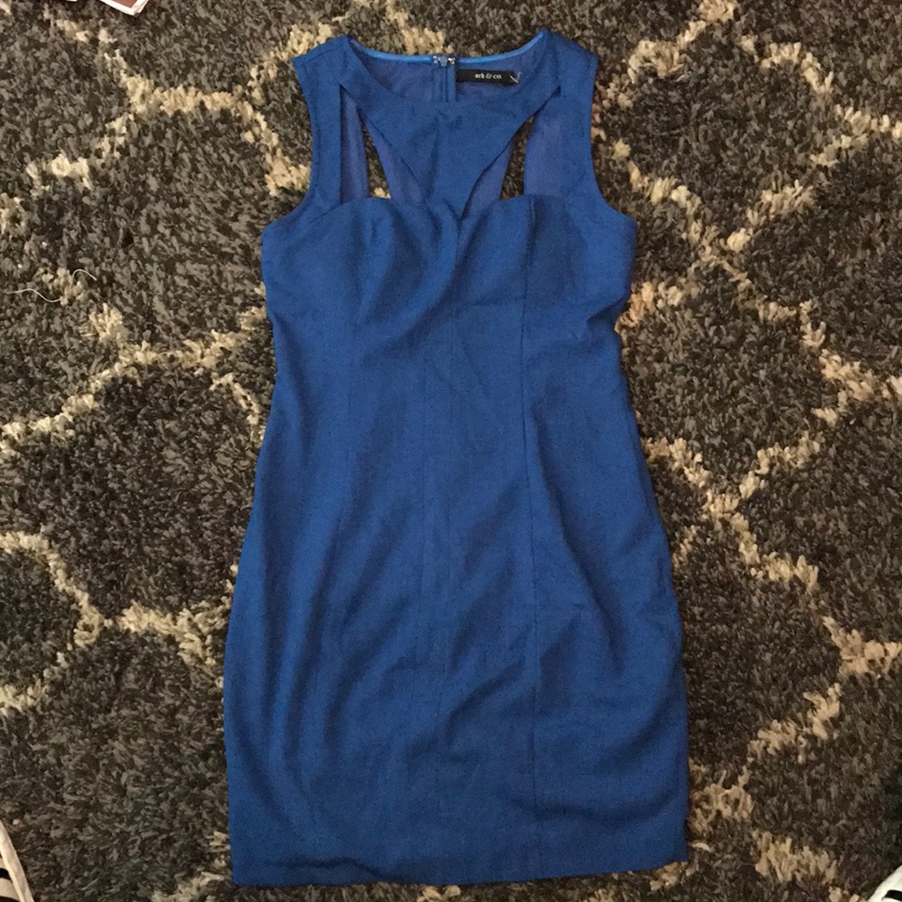 Blue body con cut out dress