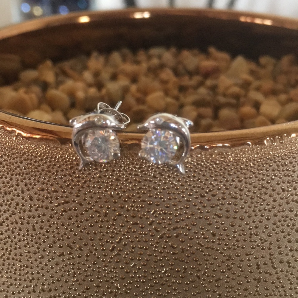 REDUCED! 🐬Dolphin Earrings with CZ Accents🐬