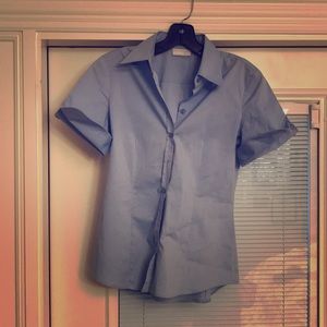 Ny & Co baby blue button up short sleeve top