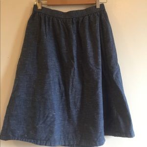 Gap Blue Heathered Cotton Midi Skirt Size Small