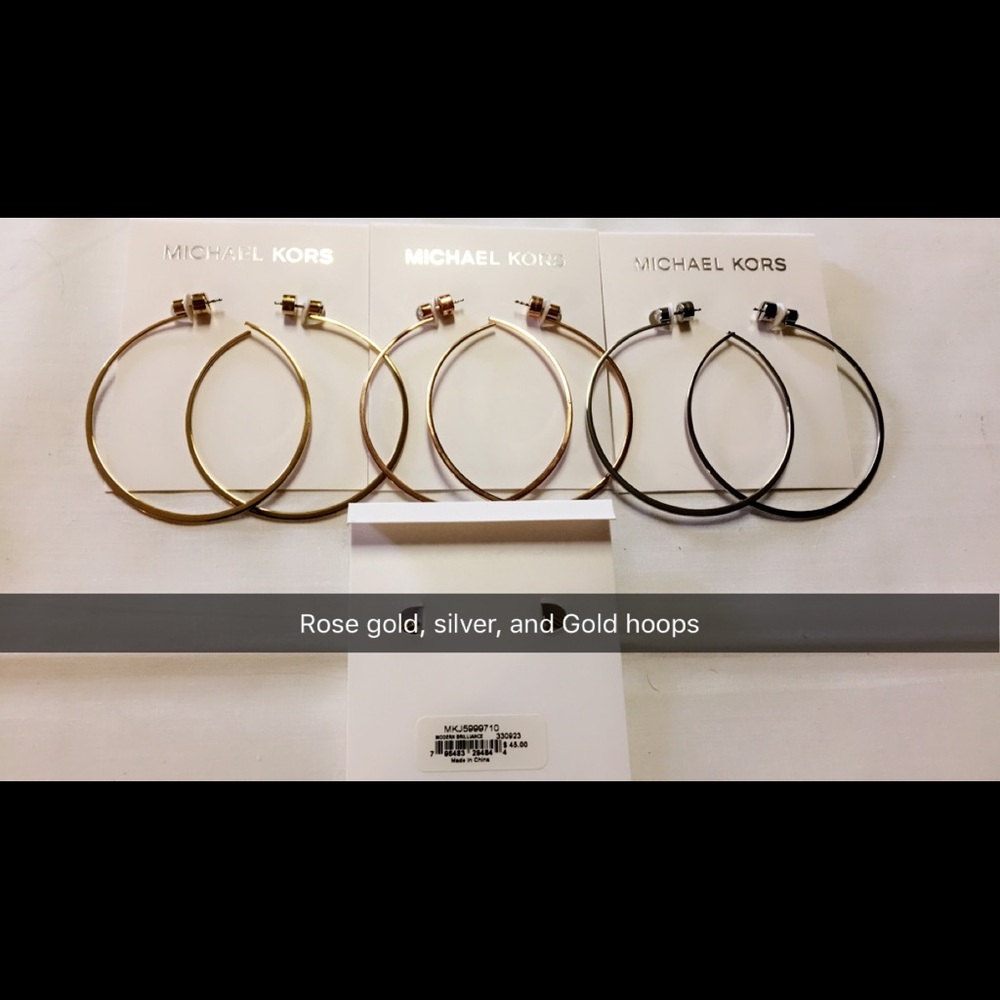 Michael Kors Crystal Accented Large Hoop Earrings