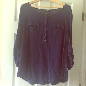 3/4 sleeve navy blouse
