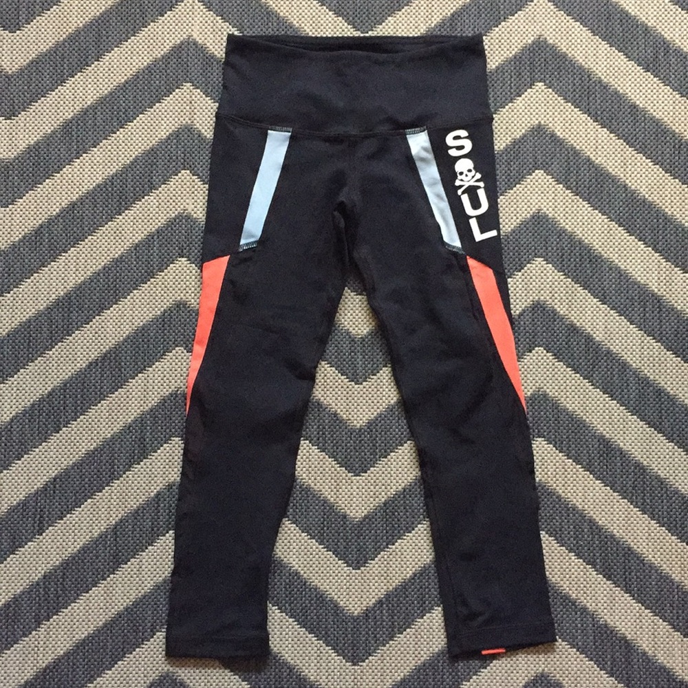SoulCycle brand cropped legging w/ sheer panels