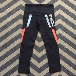 SoulCycle brand cropped legging w/ sheer panels