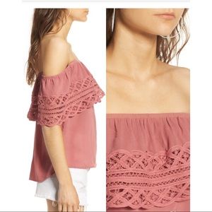 Socialite crochet off shoulder top