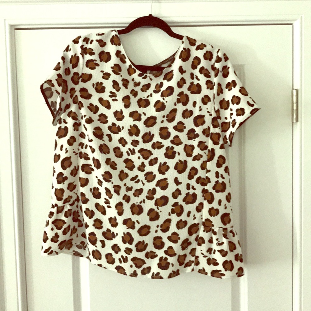 Zara Leopard Ruffle Bottom Top