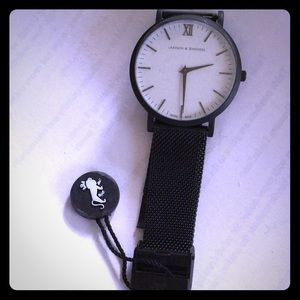 Larsson & Jennings 38mm black& white mesh strap