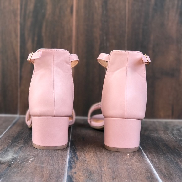 Blush Pink Beaded Crystal Kitten Block Heel Sandal - Picture 4 of 4