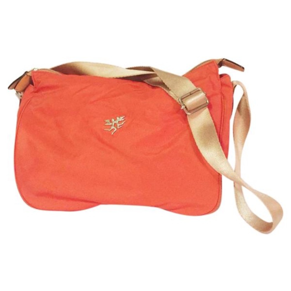 Piero Guidi orange nylon leather trim handbag
