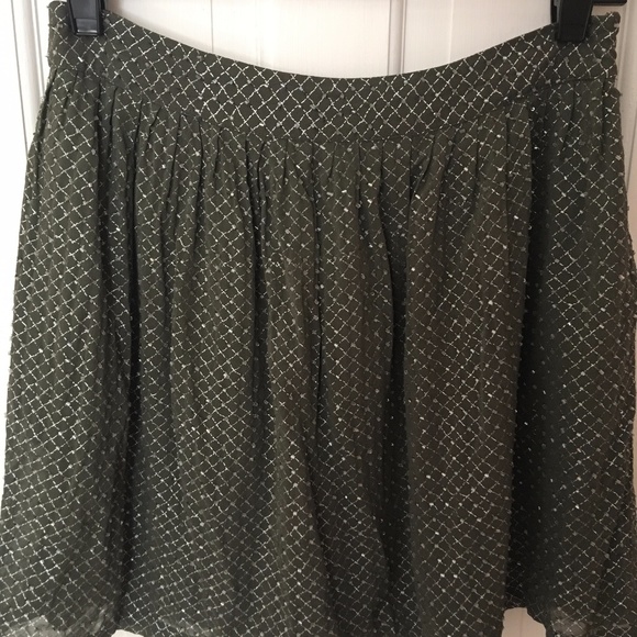 Anthropologie; Gryphon Green Beaded Mini Skirt - Picture 2 of 5