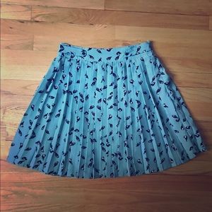 Darling High Waisted Pleated Bird Skirt