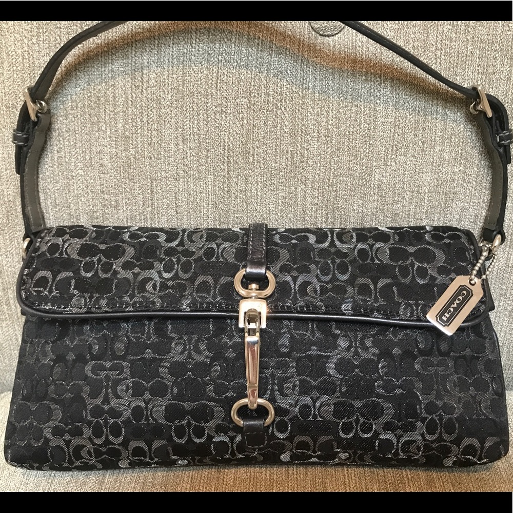 Black/gray Coach evening bag