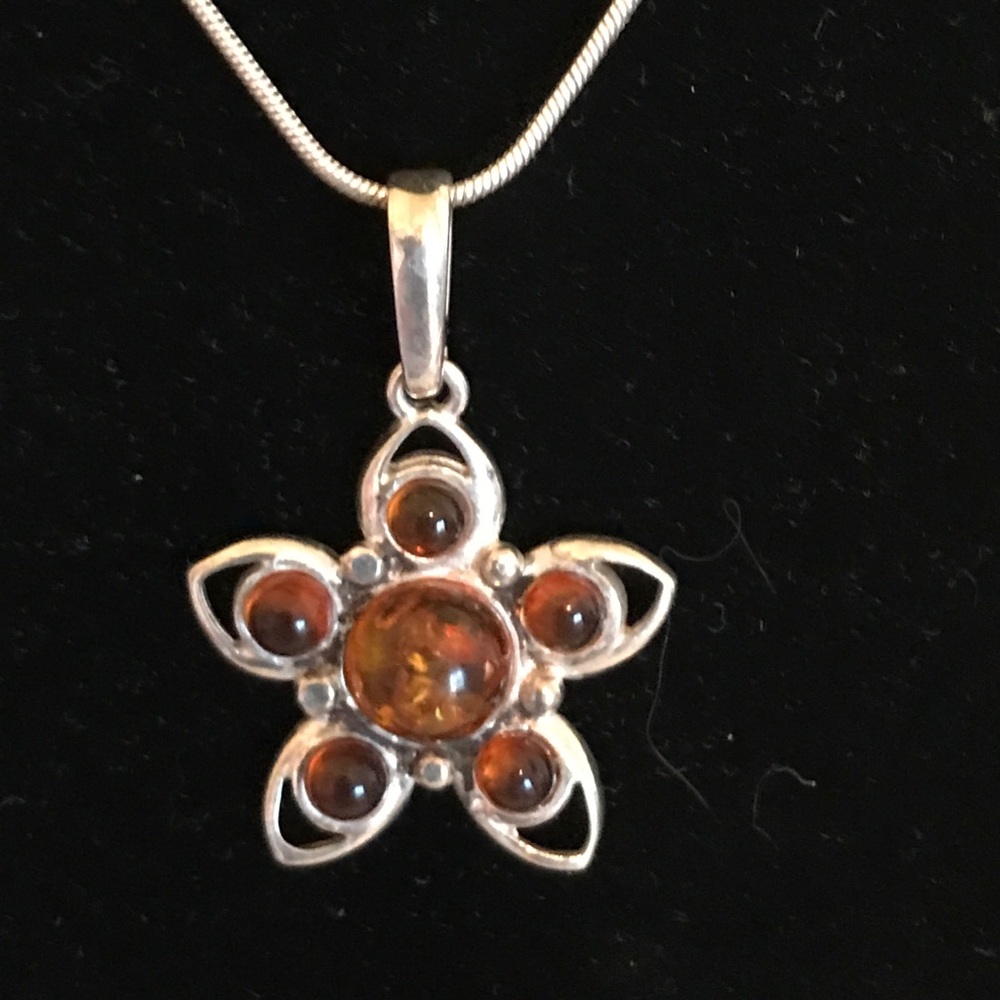 🍁Sale Amber 1.25" Pendant 925 silver