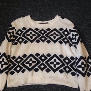 Aztec Print Crop Top Sweater