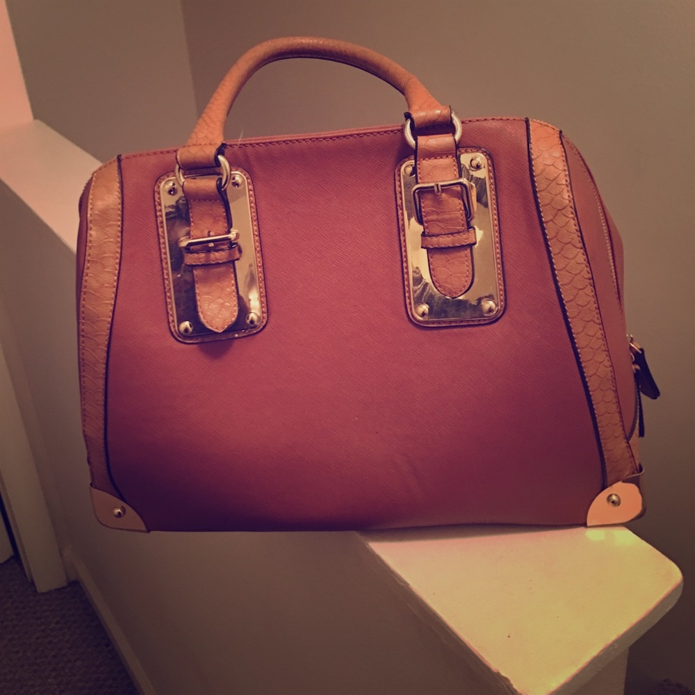 Cognac purse trimmed in gold