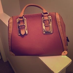 Cognac purse trimmed in gold