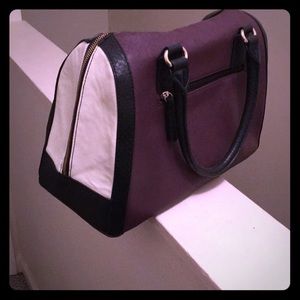 Plum, white and black stylish handbag
