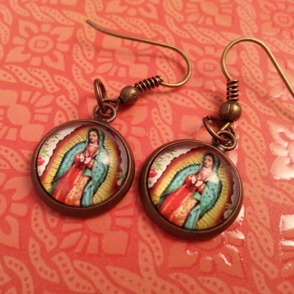 Our Lady of Guadalupe,Virgin Mary Rustic Earrings