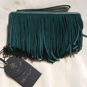 MODA LUXE Teal Suede Fringe Wallett