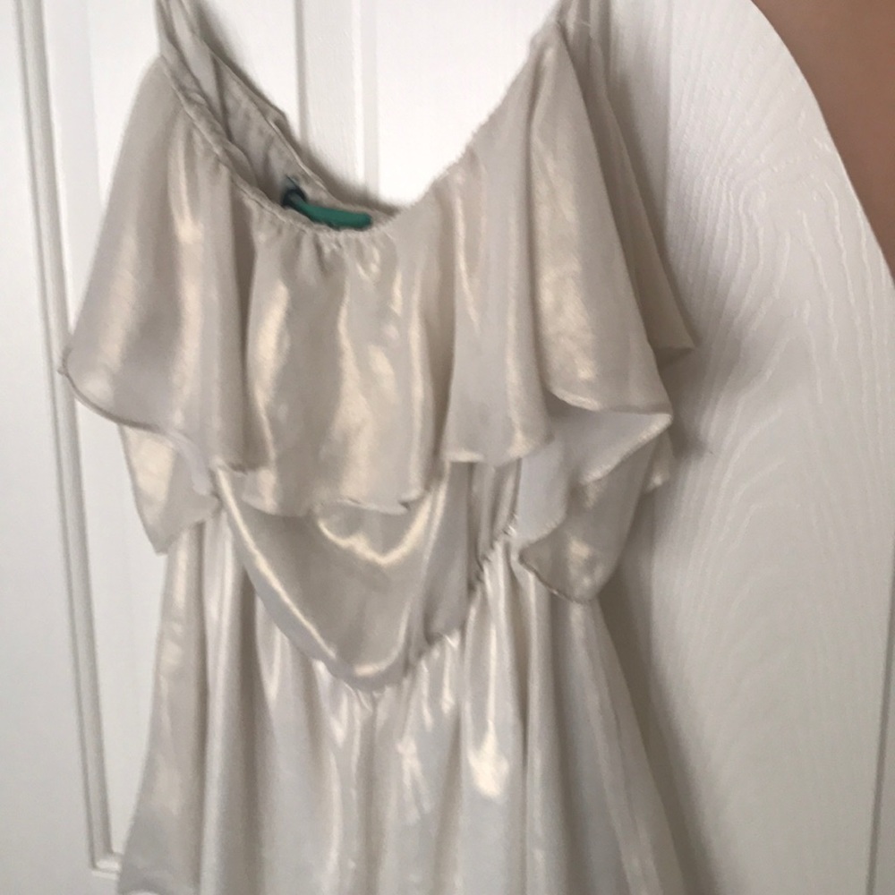 Off the shoulder white shimmery romper