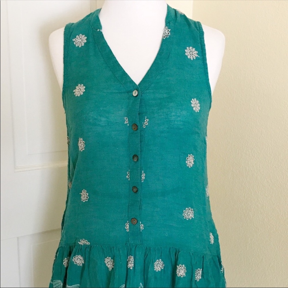 Anthropologie Maeve XXS green waist down dress