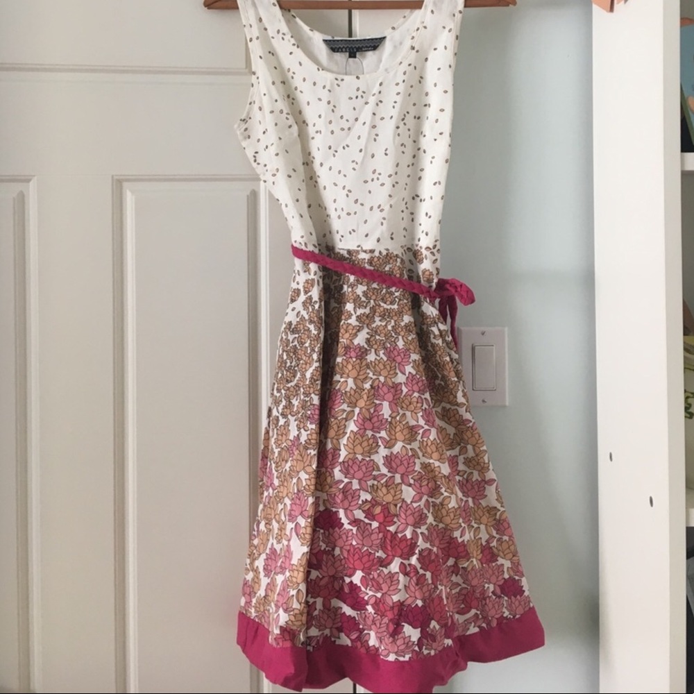 Lotus Floral dress with braided tie waist