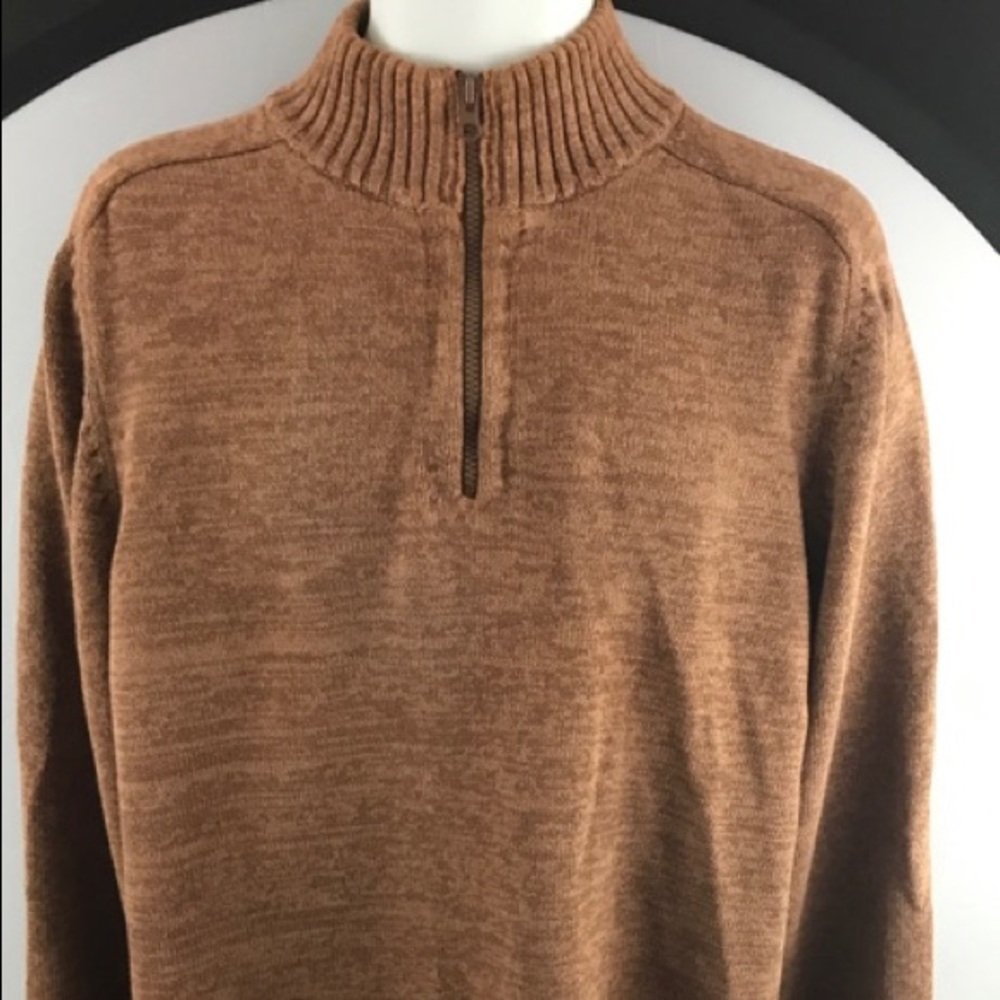 Chaps Sweater Men’s XL Brown Zipper Neck
