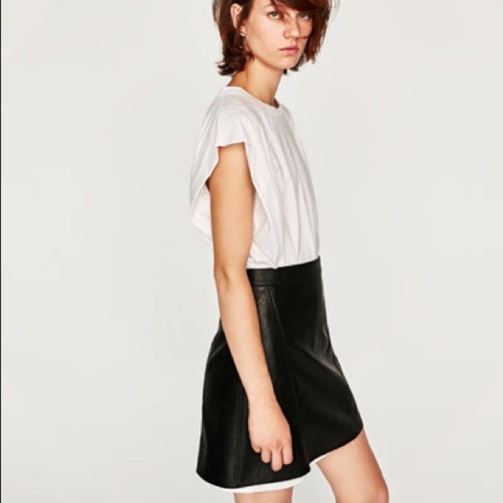 Zara Leather A-line Skirt