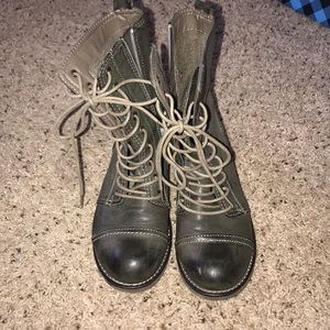 Olive green combat boots