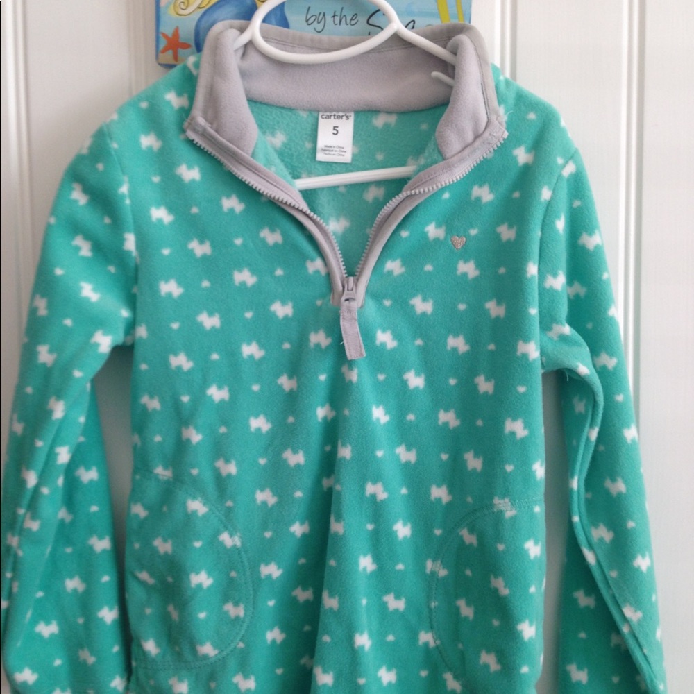 Carter's Teal Fleece with dog print 5 EUC