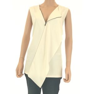 Alfani Cream Blouse Top Draped Front Zipper