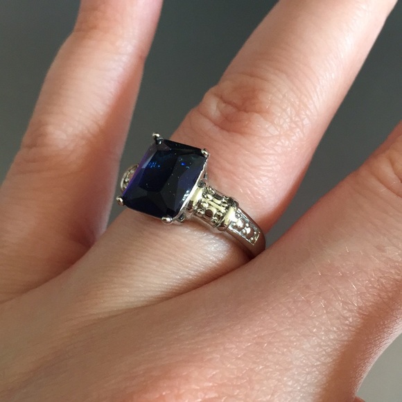 Blue Gem Ring, Size 6 - Picture 2 of 2