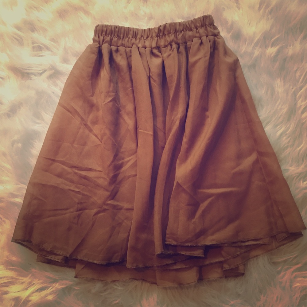 Double Layer Chiffon Pleated Elastic Waist Skater