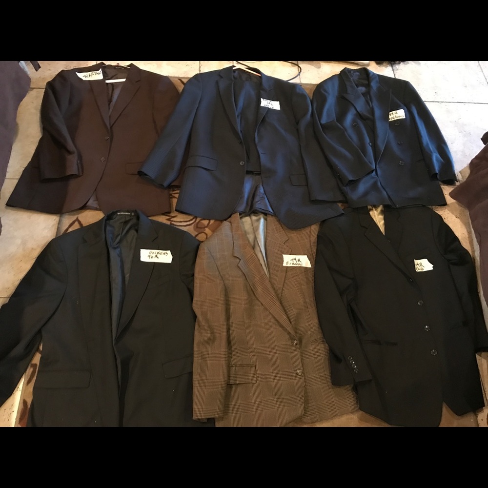 Men's 4 suit coats & one dark blue suit 36x30