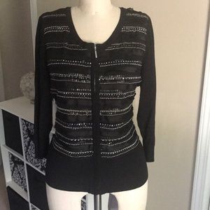 WHBM zippered beaded cardigan