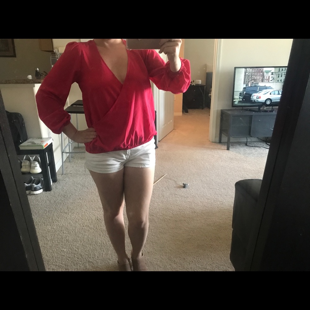 Lovers & friends wrap / plunging v dress shirt