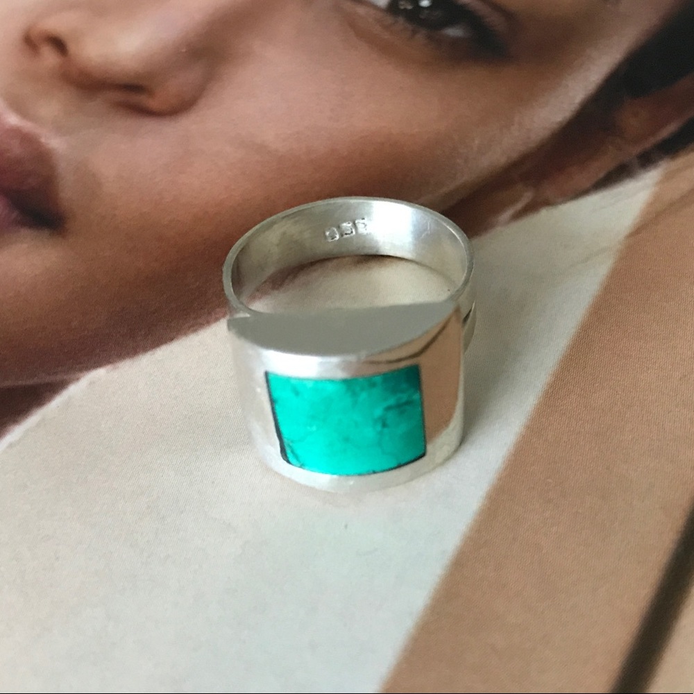 Handmade Silver 950 Ring With Turquoise Stone NEW