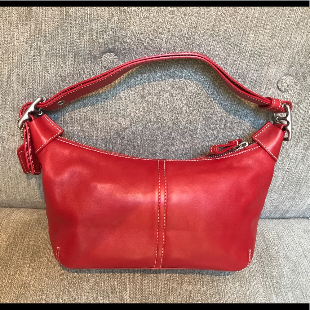 Red leather Coach bag