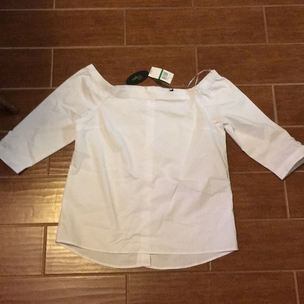 Off the shoulder white top