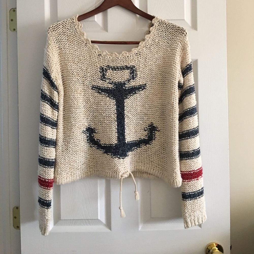 Free People knit long sleeve Anchor sweater.