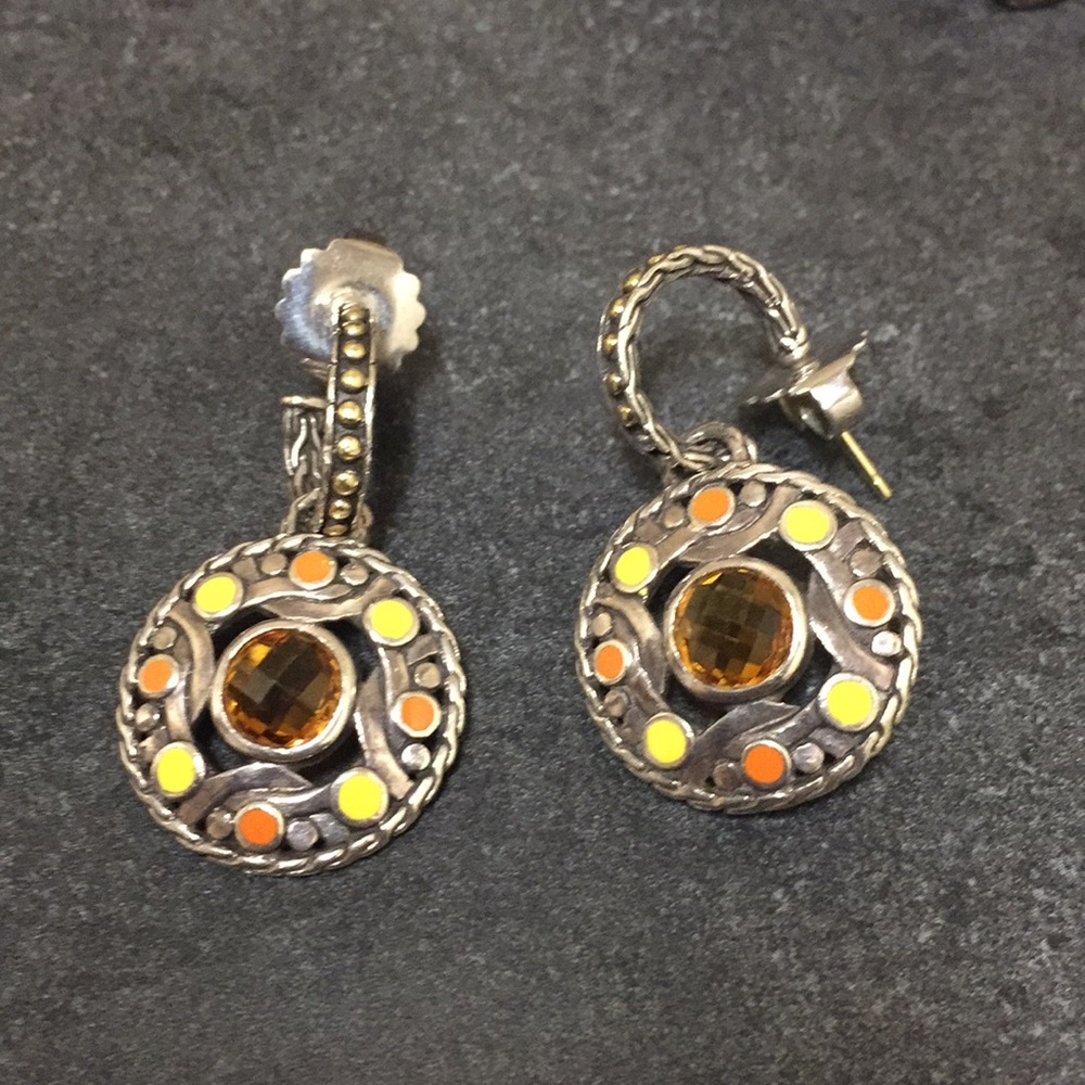 John Hardy 22k gold and citrine dangle earrings