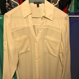 Express long sleeve blouse- cream