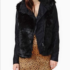 Black BlankNYC Faux Fur/Leather Jacket