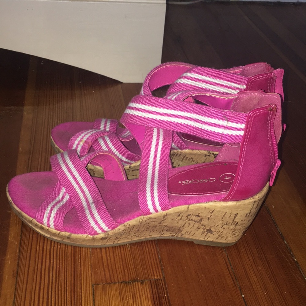 Pink Wedge Sandals